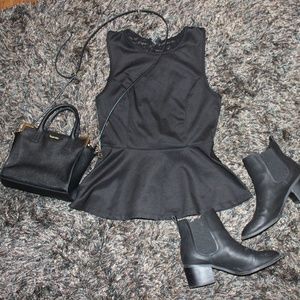 Forever 21 Lace Peplum Top Black Small